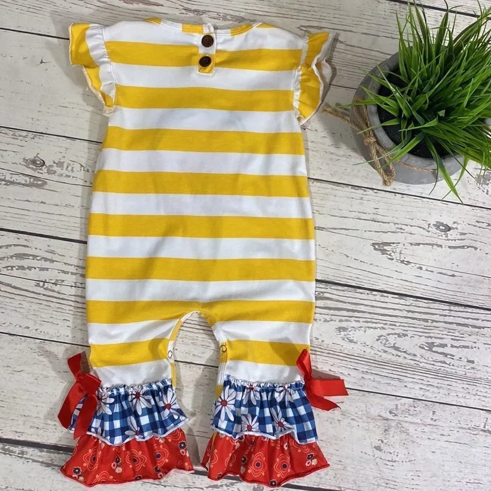 EUC Baby Infant Girl Barn Romper